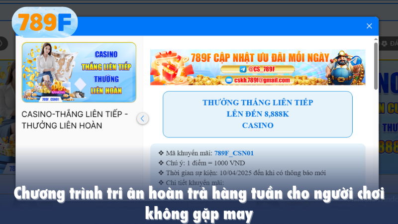 Chương trình tri ân hoàn trả hàng tuần cho người chơi không gặp may